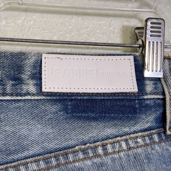 Re/Done Jeans Womens size 25 High Rise Raw Hem Button Fly Distressed Denim - Picture 10 of 15